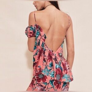 For Love And Lemons Flamenco Floral Flirty Asymmetrical Backless Dress Size S